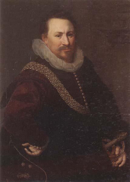 unknow artist Portrait of a Gentleman,half-length,wearing a crimson jacket,with a black mantle oil painting image